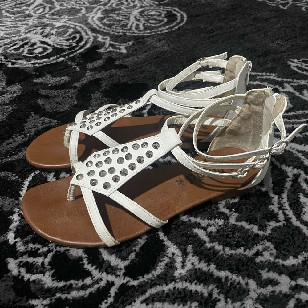Mudd studded white leather sandals